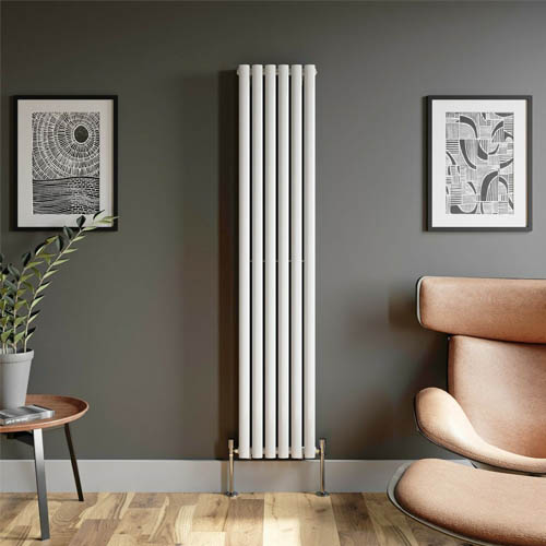 <b>Oval White Double Panel Central Heating Vertical Radiator H1600*W354mm</b>