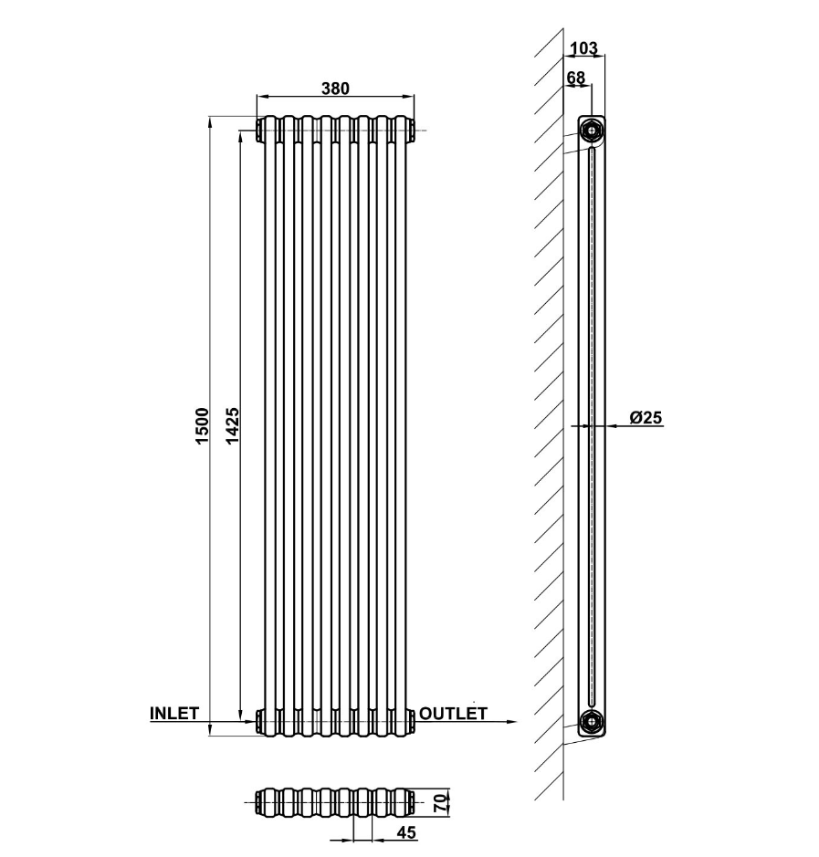 2 <a href='https://www.heating-radiators.com/a/PRODCUTS/Column_Radiator/2021/1213/164.html' target='_blank'><u>column radiator</u></a> drawing